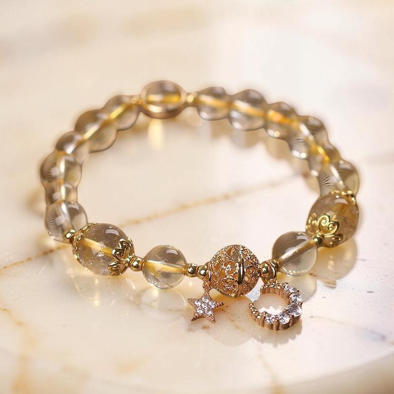 Bracelet Citrine Lune et Étoile – Rêveur