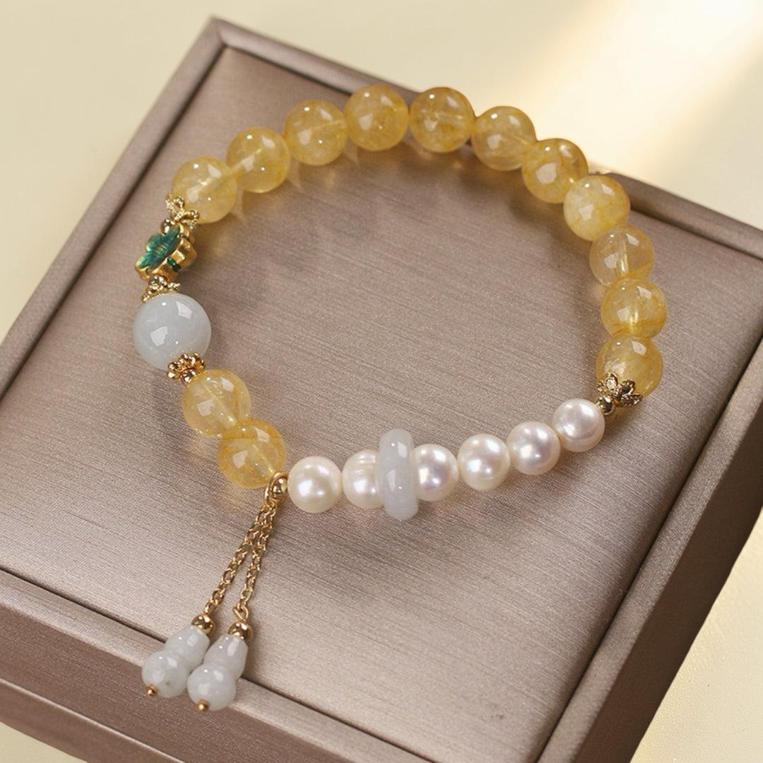Bracelet Citrine Perle Jade – Gourde de Fortune