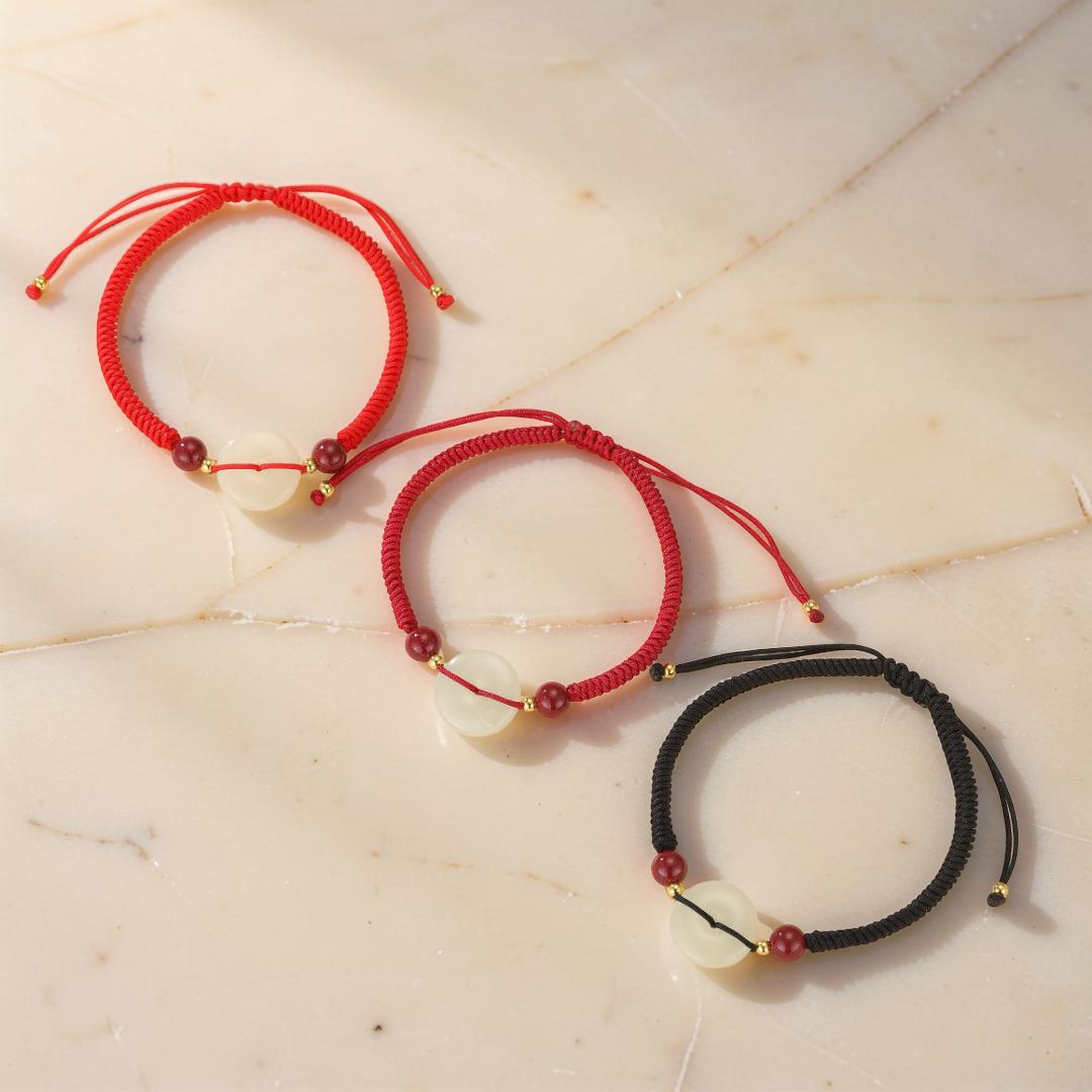 Bracelet Cordon Jade et Cinabre – Sérénité