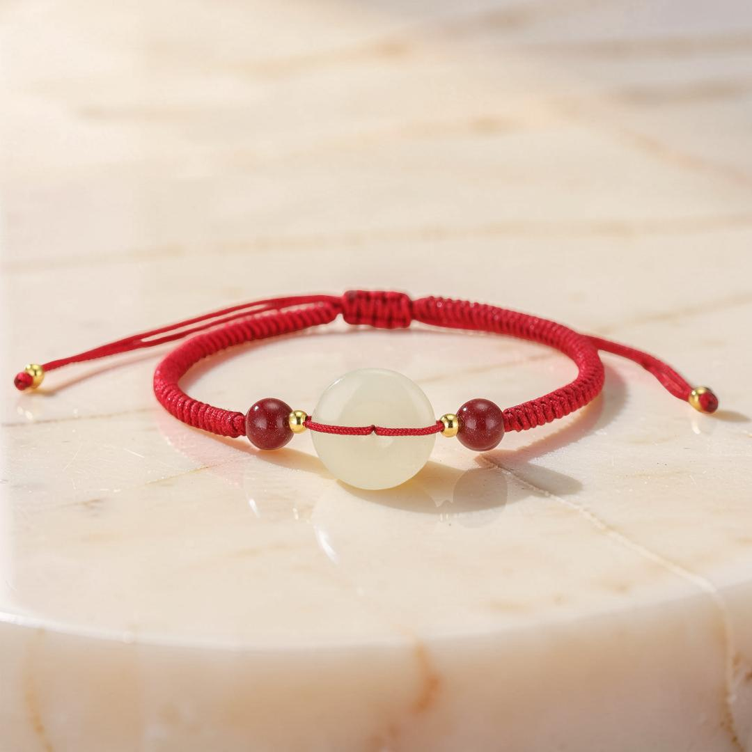 Bracelet Cordon Jade et Cinabre – Sérénité