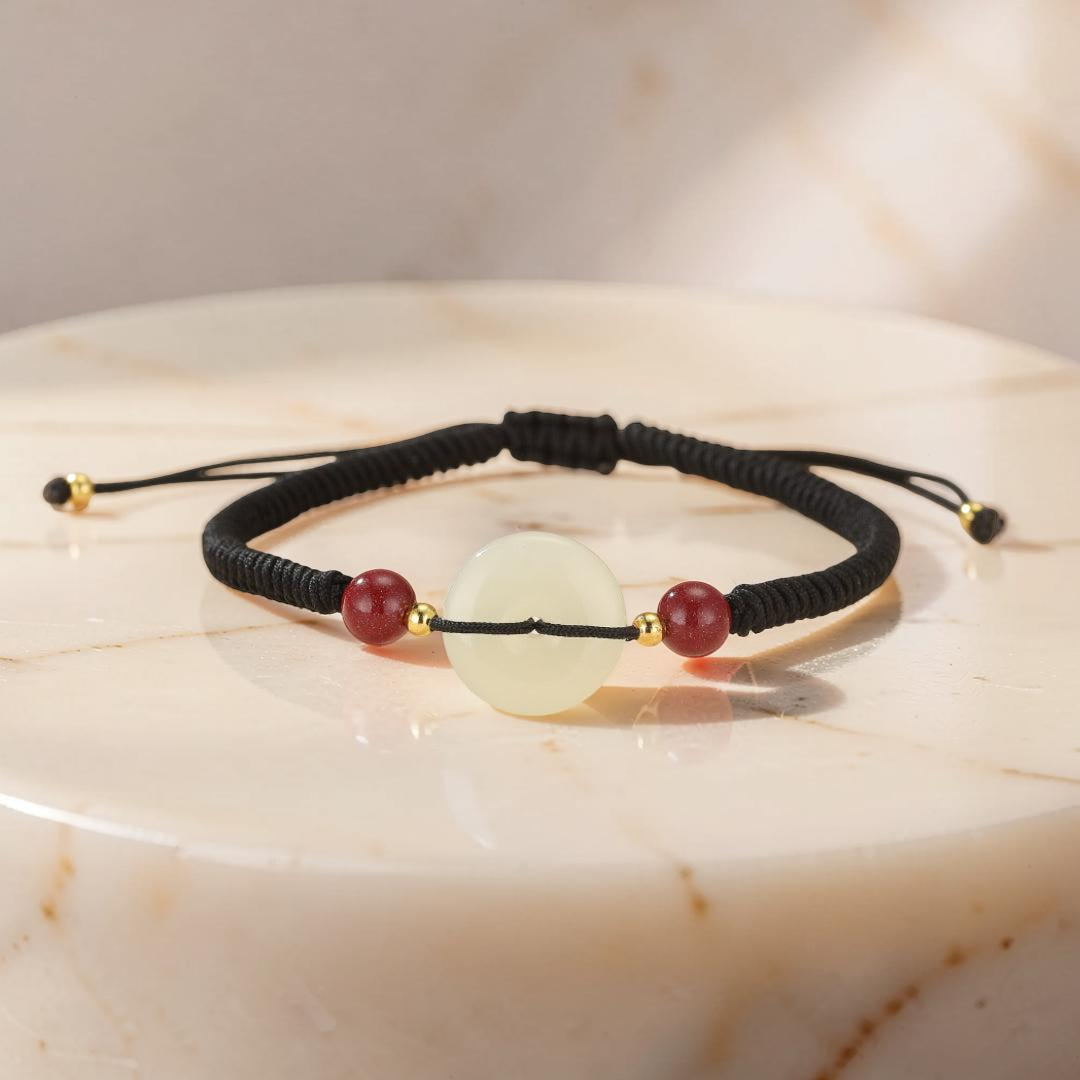 Bracelet Cordon Jade et Cinabre – Sérénité