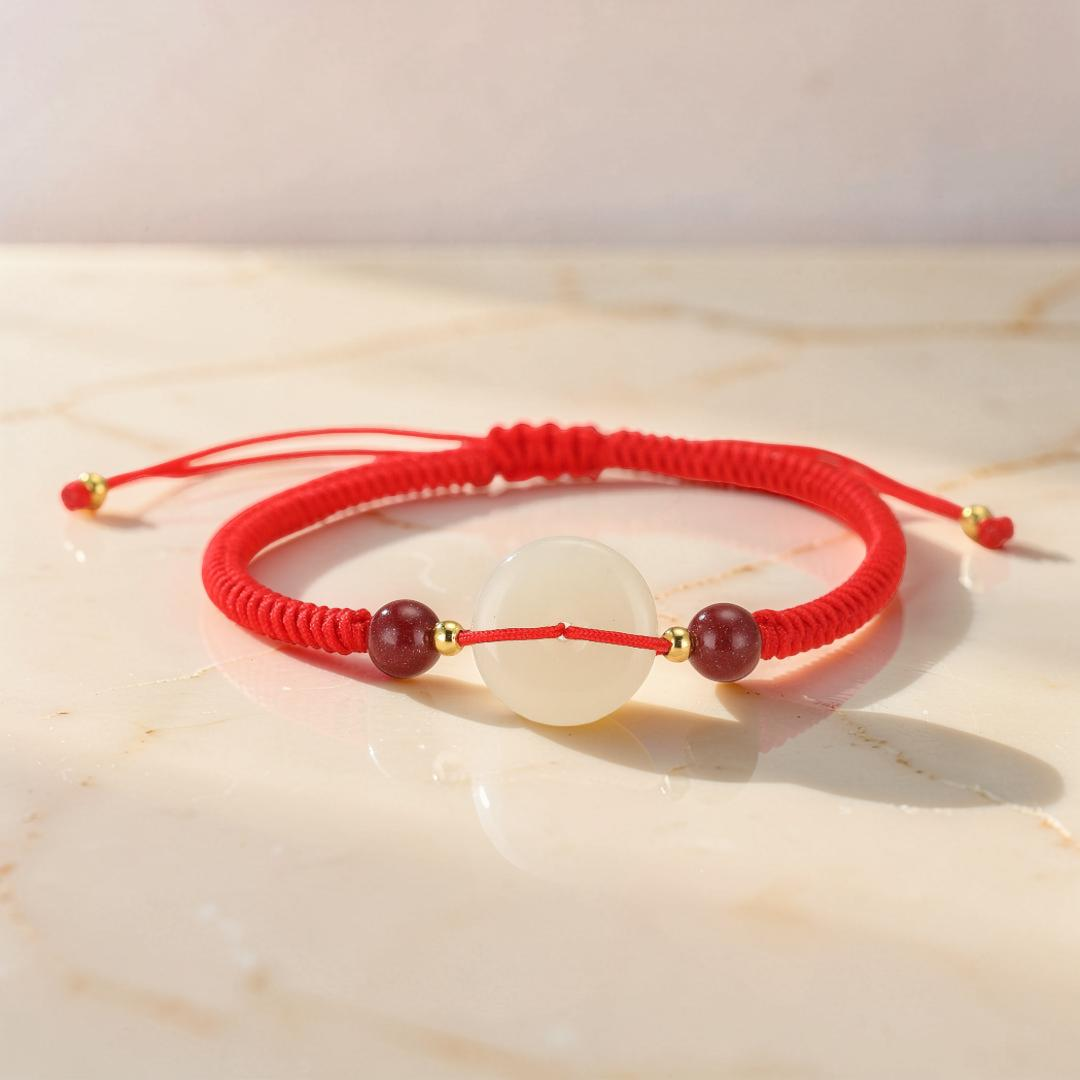 Bracelet Cordon Jade et Cinabre – Sérénité