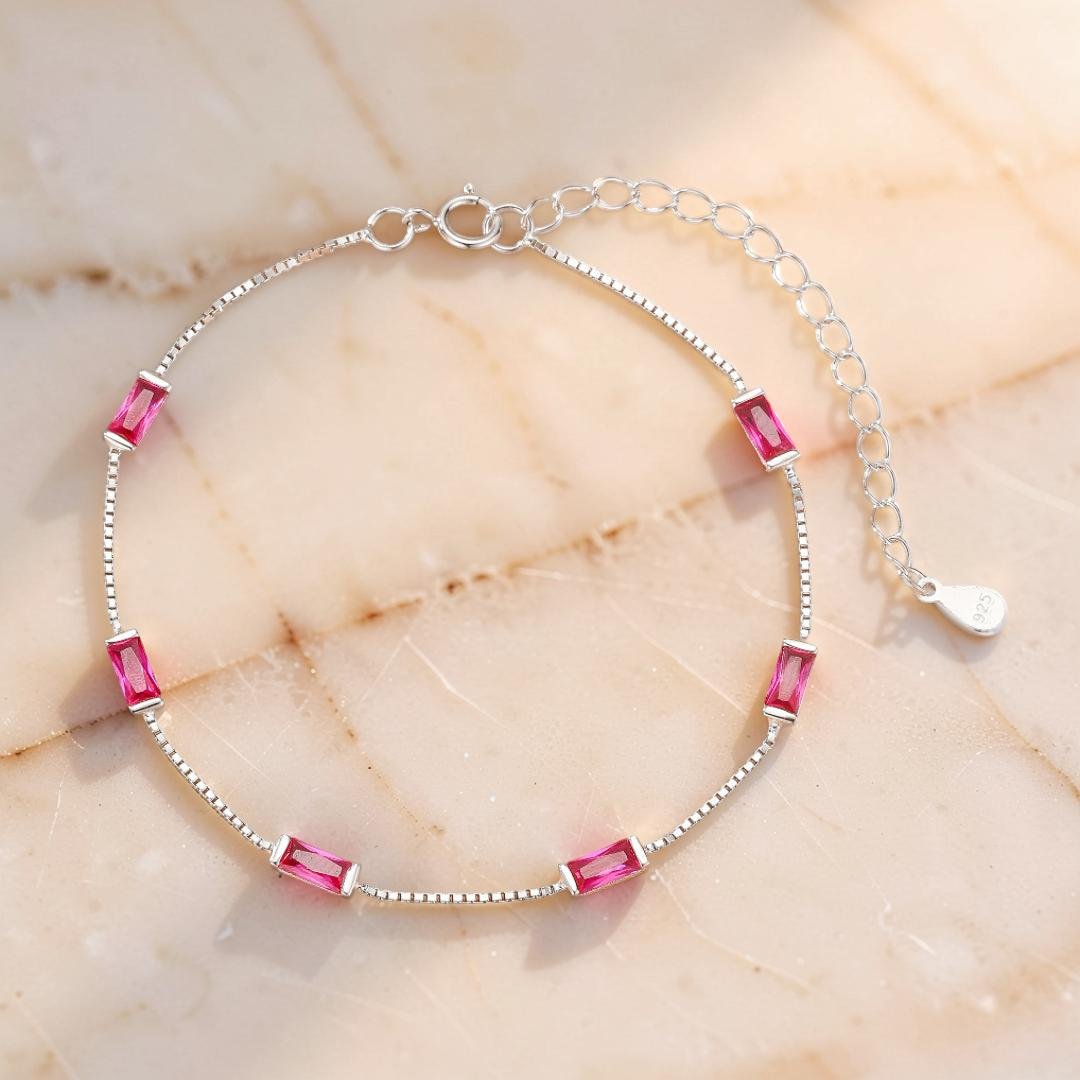 Bracelet Cornaline – Charme de Feu, Argent