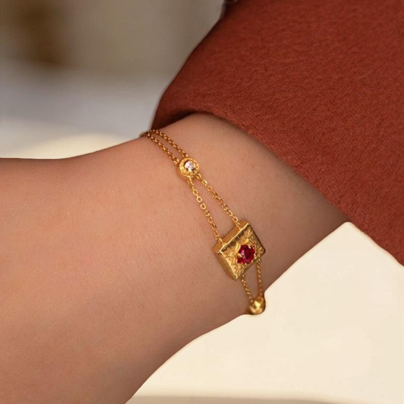 Bracelet Cornaline – Joie de vivre, Argent Plaqué Or