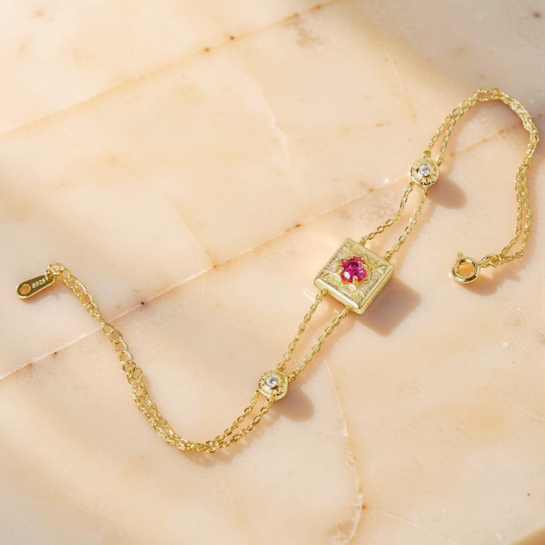 Bracelet Cornaline – Joie de vivre, Argent Plaqué Or