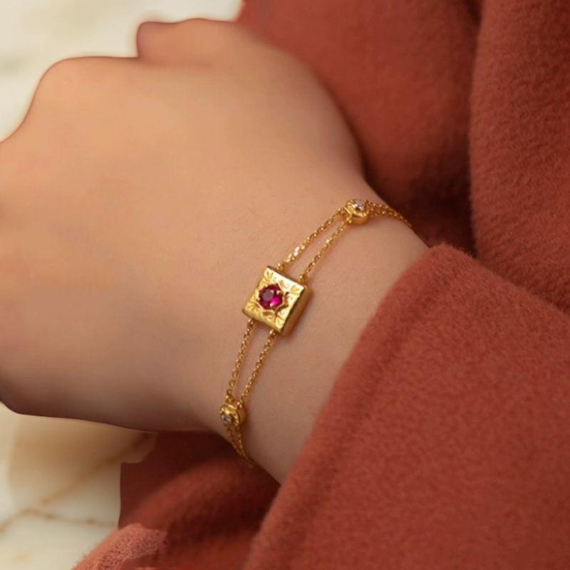 Bracelet Cornaline – Joie de vivre, Argent Plaqué Or