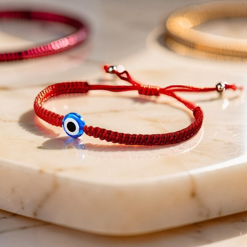 Bracelet Mauvais Œil – Bouclier Éthéré, Fil Rouge