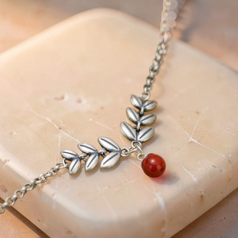 Bracelet de Cheville Agate – Séduction Fleurie, Argent