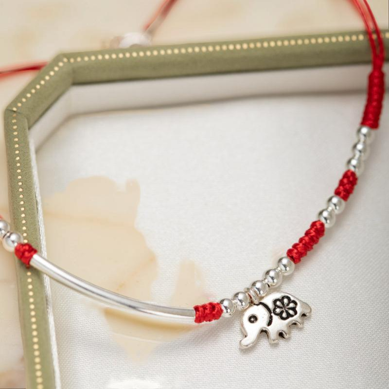 Bracelet de Cheville – Charme Rouge, Argent
