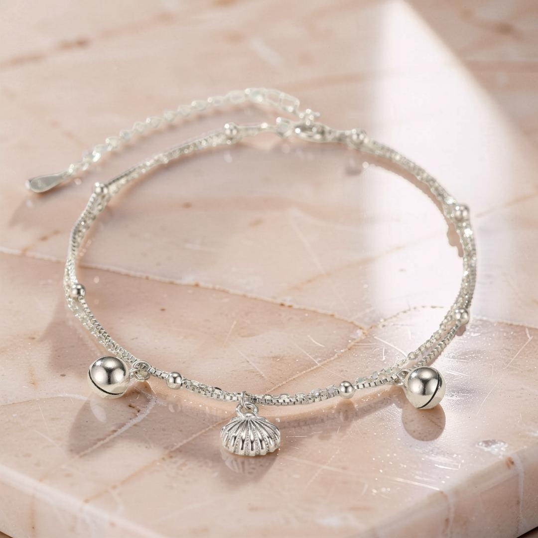 Bracelet de Cheville Coquillage – Évasion Marine, Argent 925