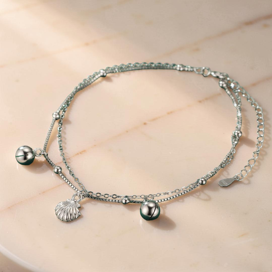 Bracelet de Cheville Coquillage – Évasion Marine, Argent 925