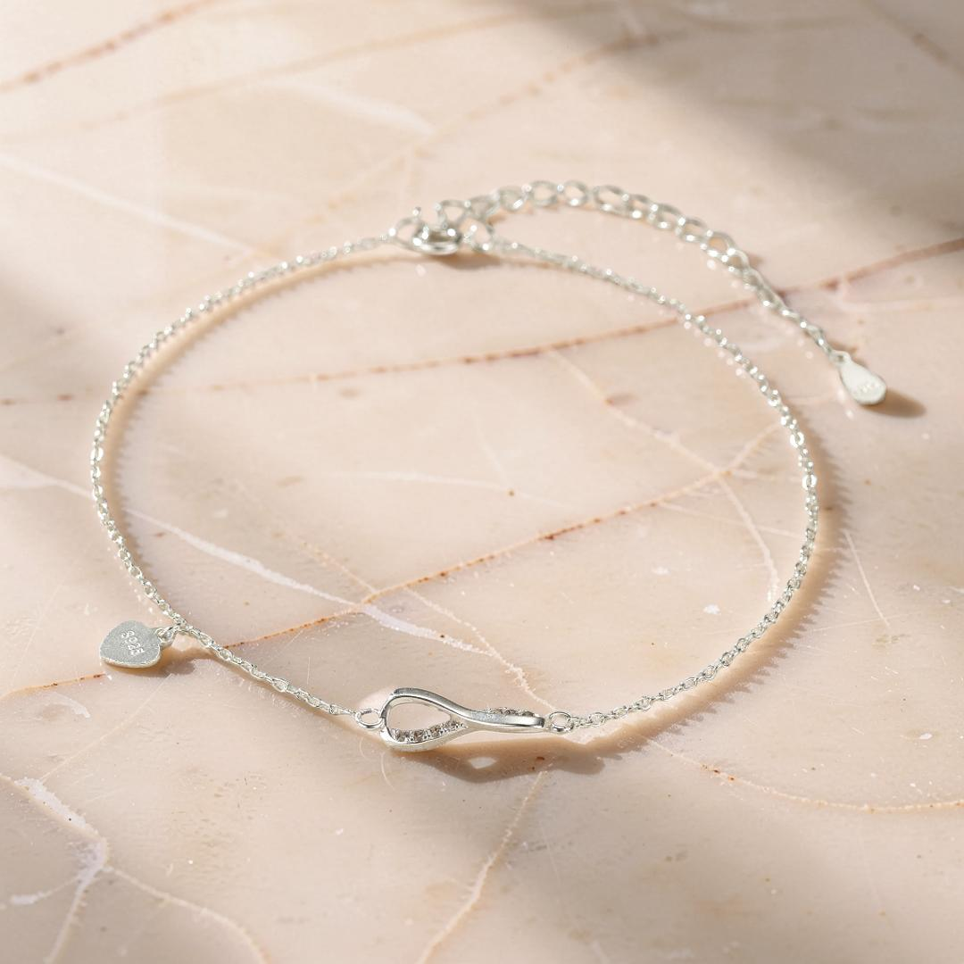Bracelet de Cheville Infini – Brillance Éternelle, Argent 925