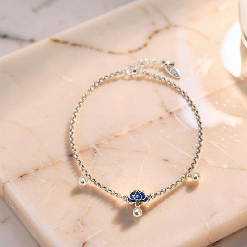 Bracelet de Cheville Lotus – Clochette, Argent