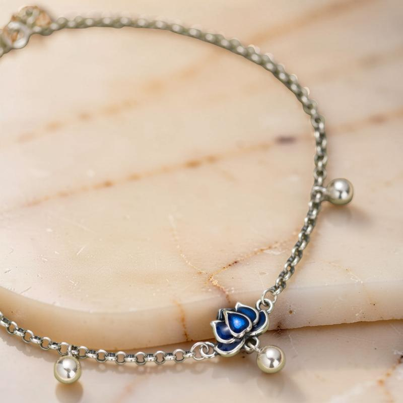 Bracelet de Cheville Lotus – Clochette, Argent