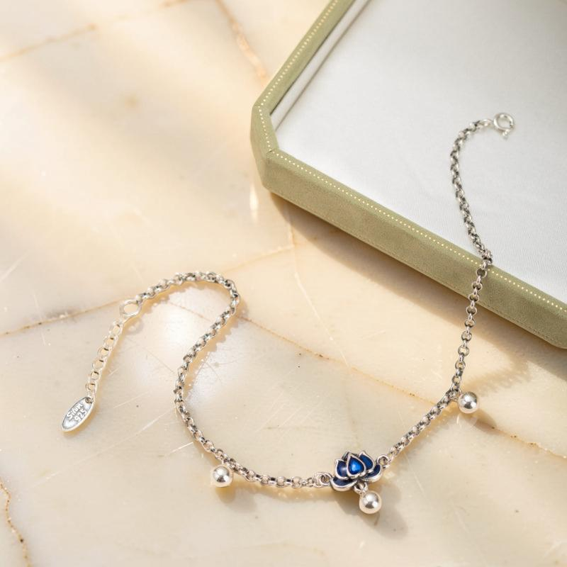 Bracelet de Cheville Lotus – Clochette, Argent
