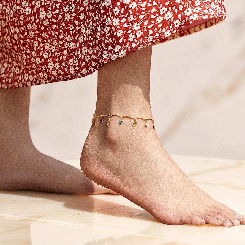 Bracelet de Cheville Mauvais Œil – Ange Gardien, Plaqué Or