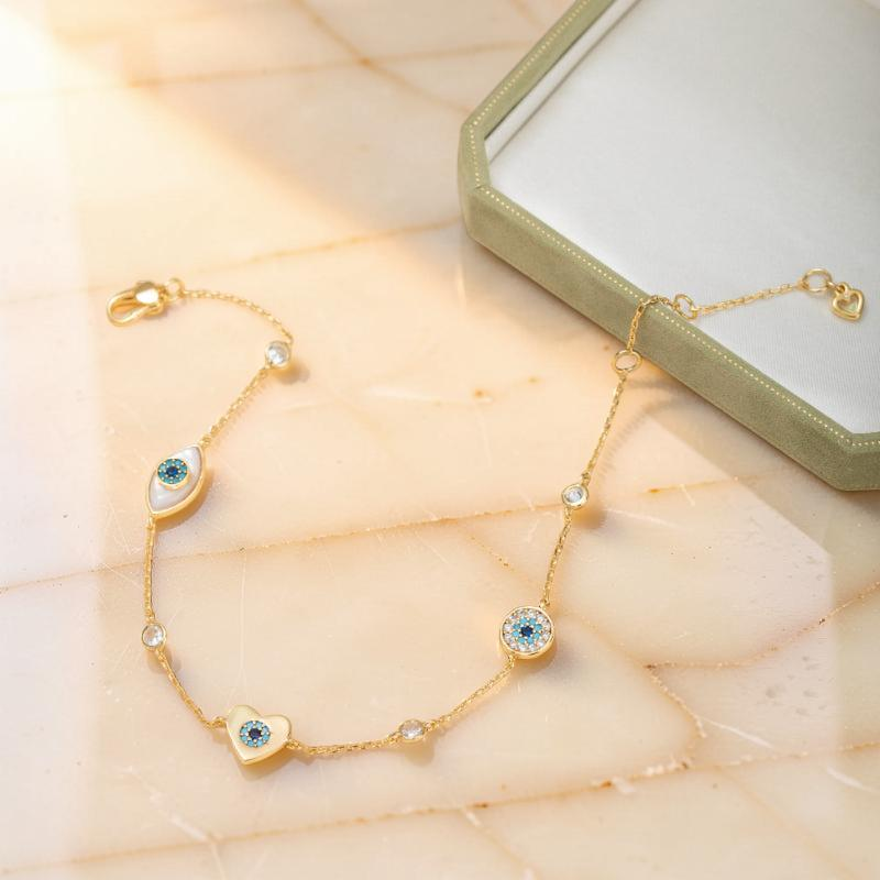 Bracelet de Cheville Mauvais Œil – Danse Légère, Plaqué Or