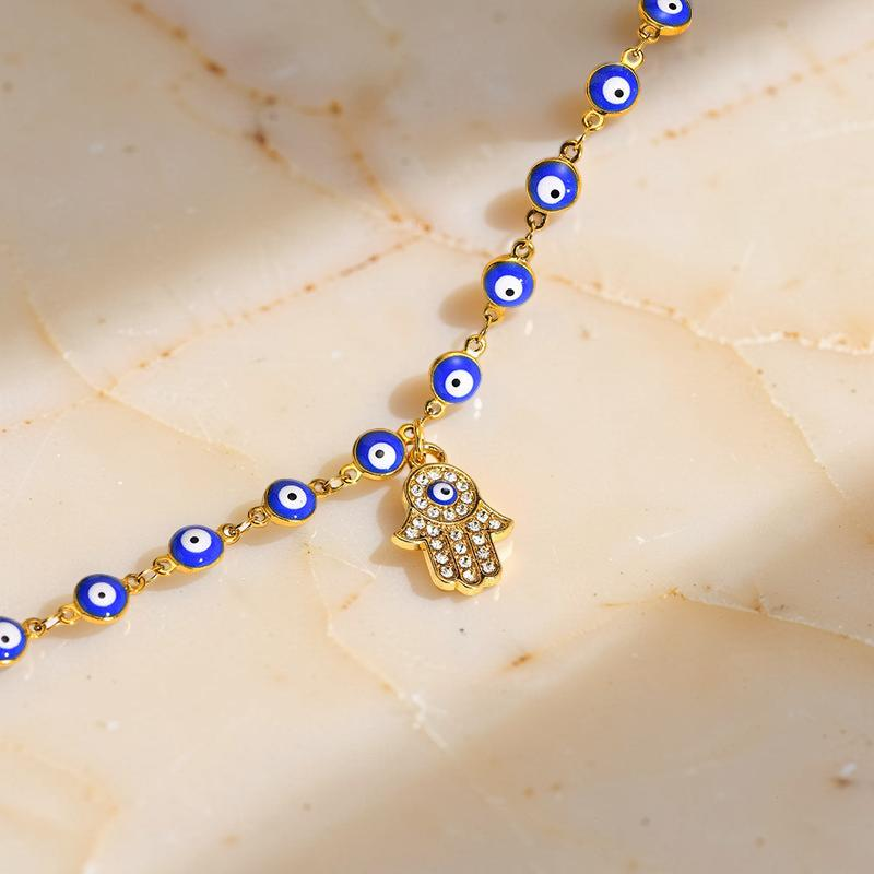 Bracelet de Cheville Mauvais Œil et Khamsa – Protégée