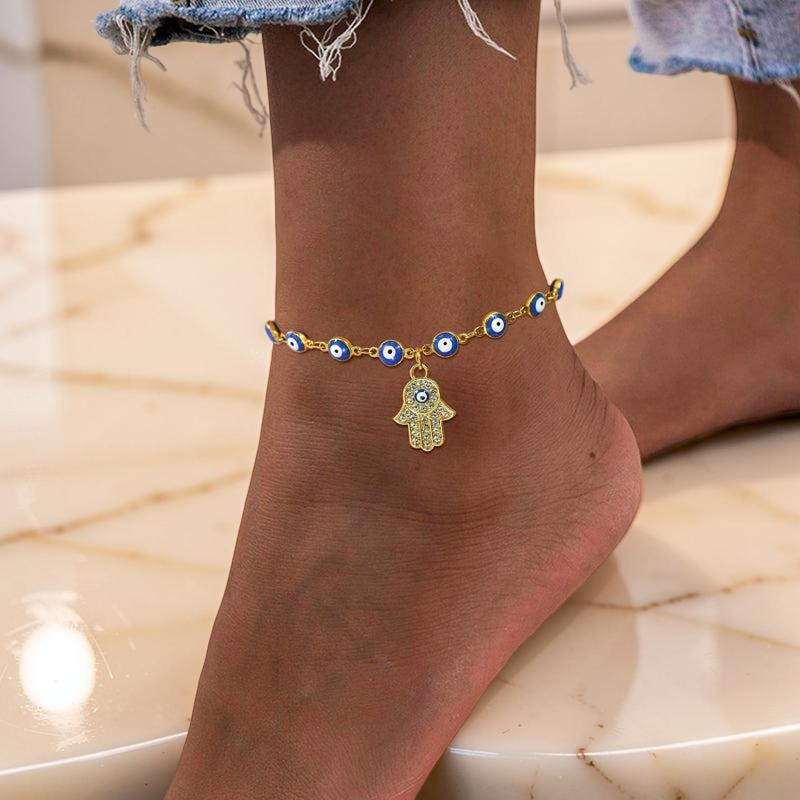 Bracelet de Cheville Mauvais Œil et Khamsa – Protégée