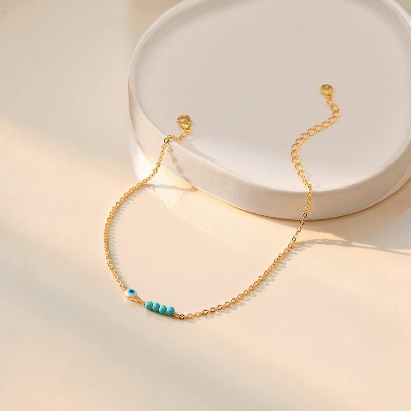 Bracelet de Cheville Mauvais Œil – Garde Serein, Plaqué Or