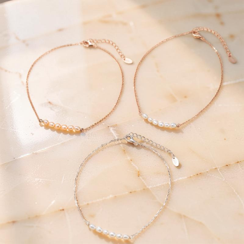 Bracelet de Cheville Perle – Charme Délicat, Argent