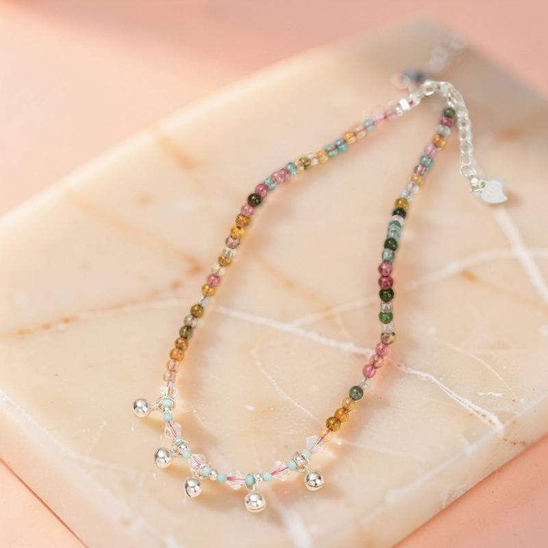 Bracelet de Cheville Tourmaline – Son de l'Âme, Argent