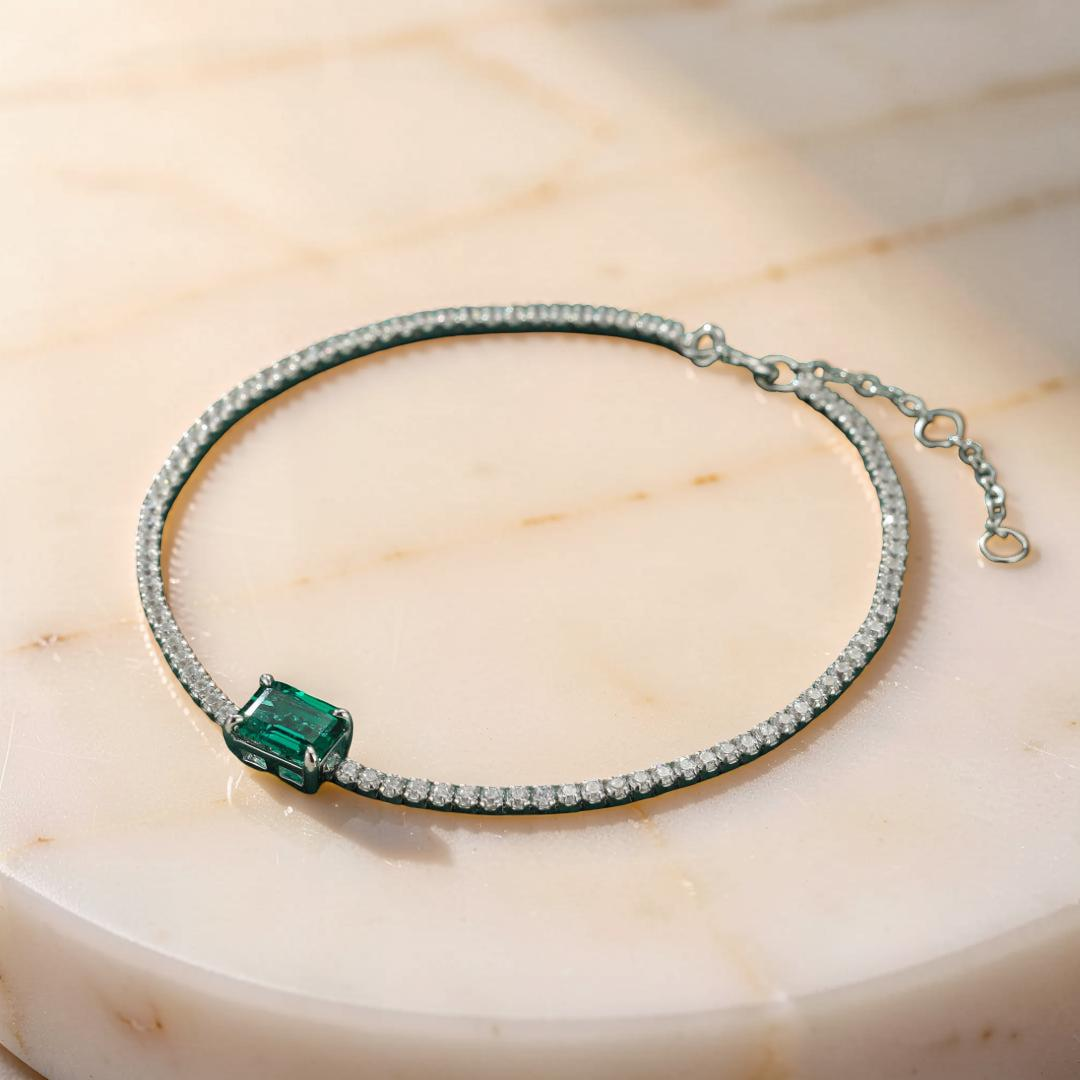 Bracelet Émeraude – Harmonie Précieuse, Argent 925