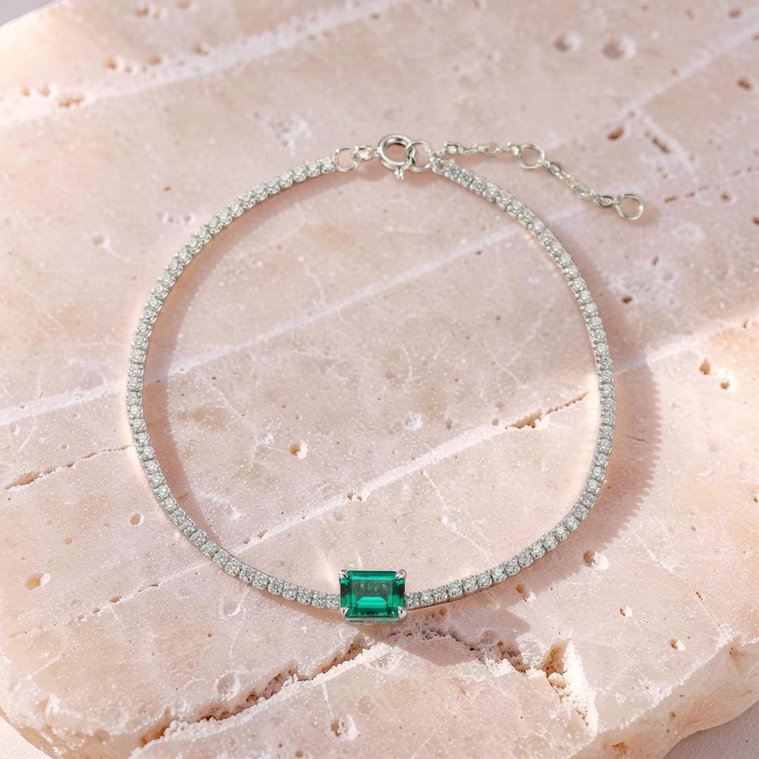 Bracelet Émeraude – Harmonie Précieuse, Argent 925