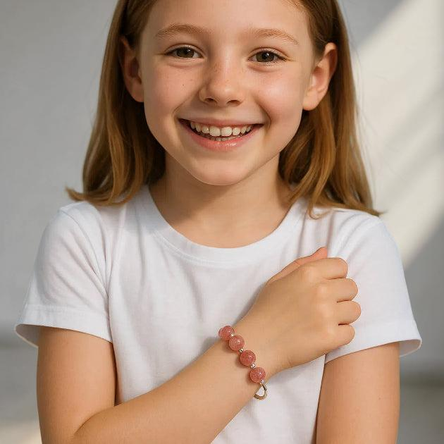 Bracelet Enfant Quartz Fraise – Douce Harmonie, Argent 925