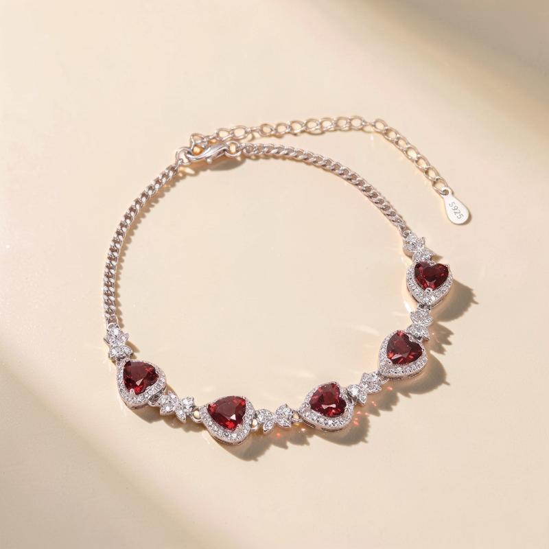 Bracelet Grenat, Améthyste, Citrine, Topaze et Péridot – Aura Envoûtante, Argent
