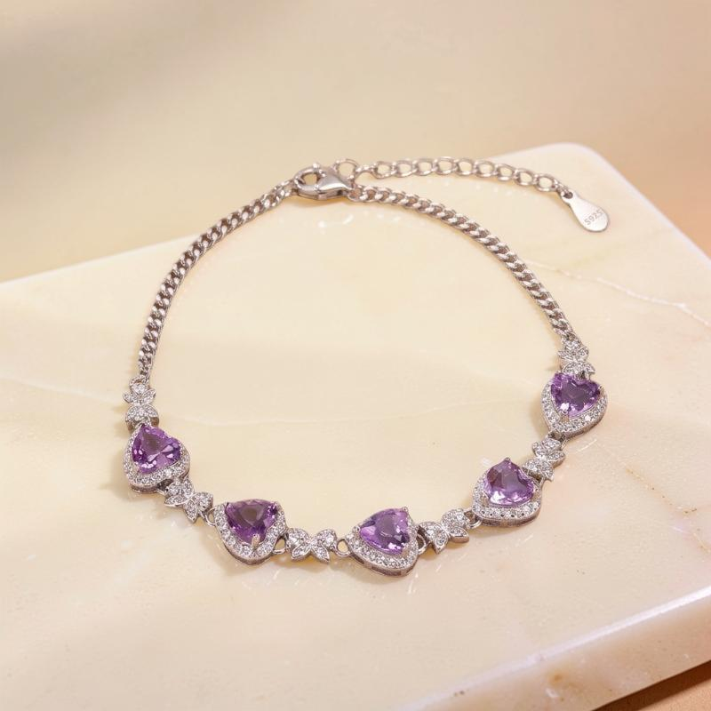 Bracelet Grenat, Améthyste, Citrine, Topaze et Péridot – Aura Envoûtante, Argent
