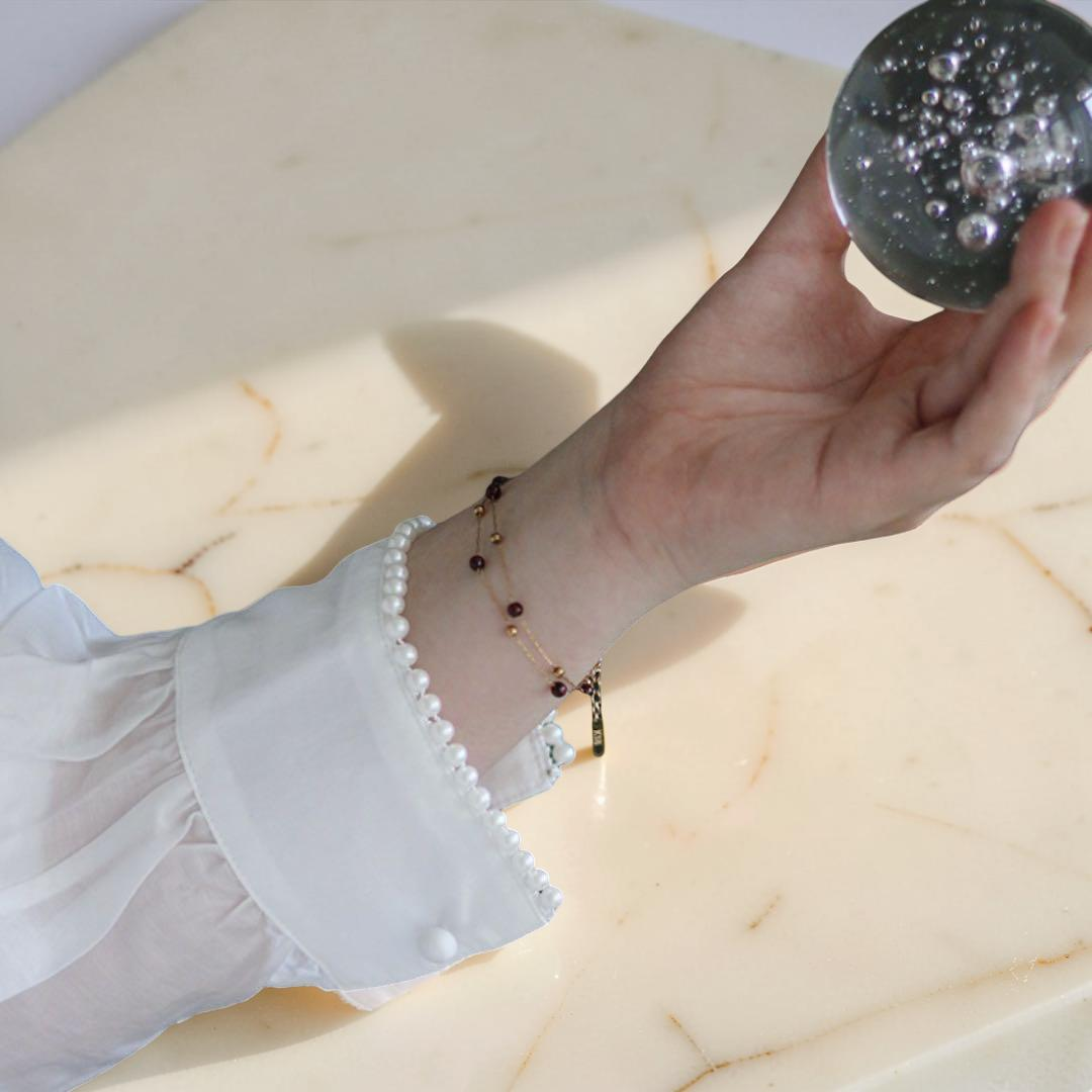 Bracelet Grenat – Cœur de Passion, Plaqué Or 18K