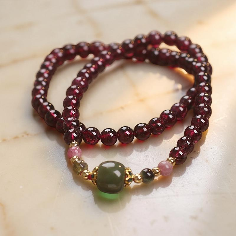 Bracelet Grenat et Jade – Passion et Énergie