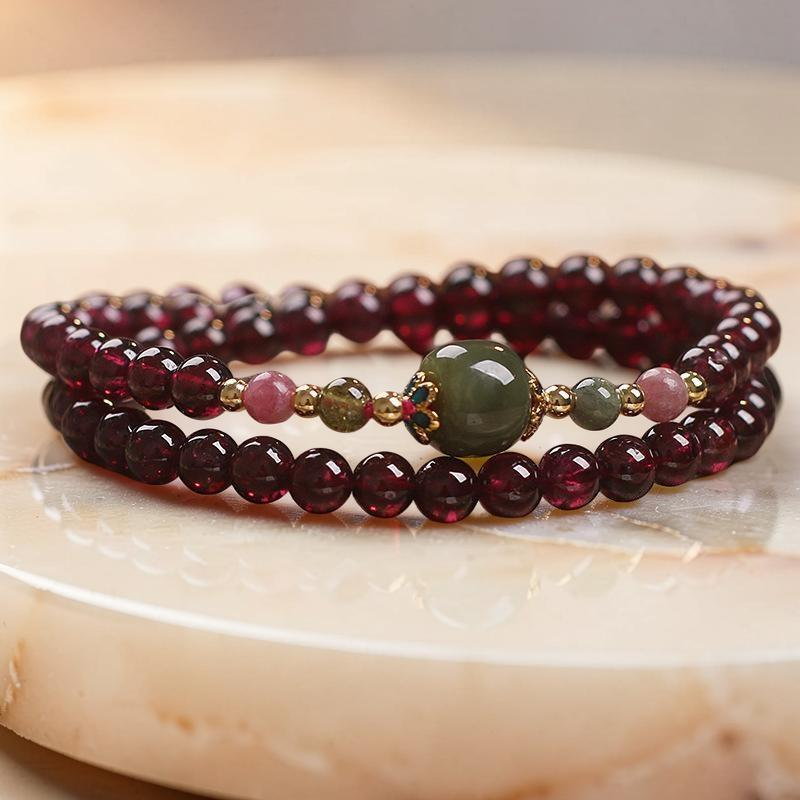 Bracelet Grenat et Jade – Passion et Énergie