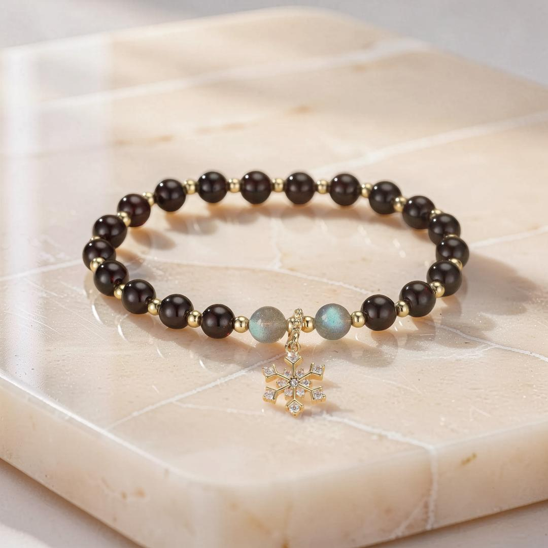 Bracelet Grenat et Labradorite – Charme Hivernal