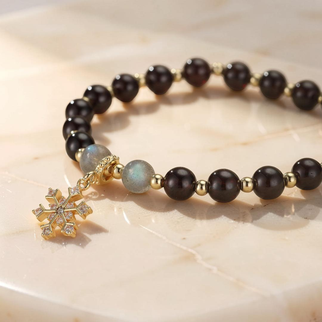 Bracelet Grenat et Labradorite – Charme Hivernal