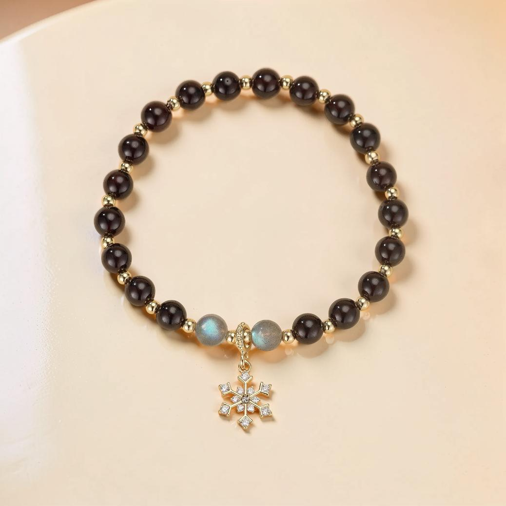 Bracelet Grenat et Labradorite – Charme Hivernal
