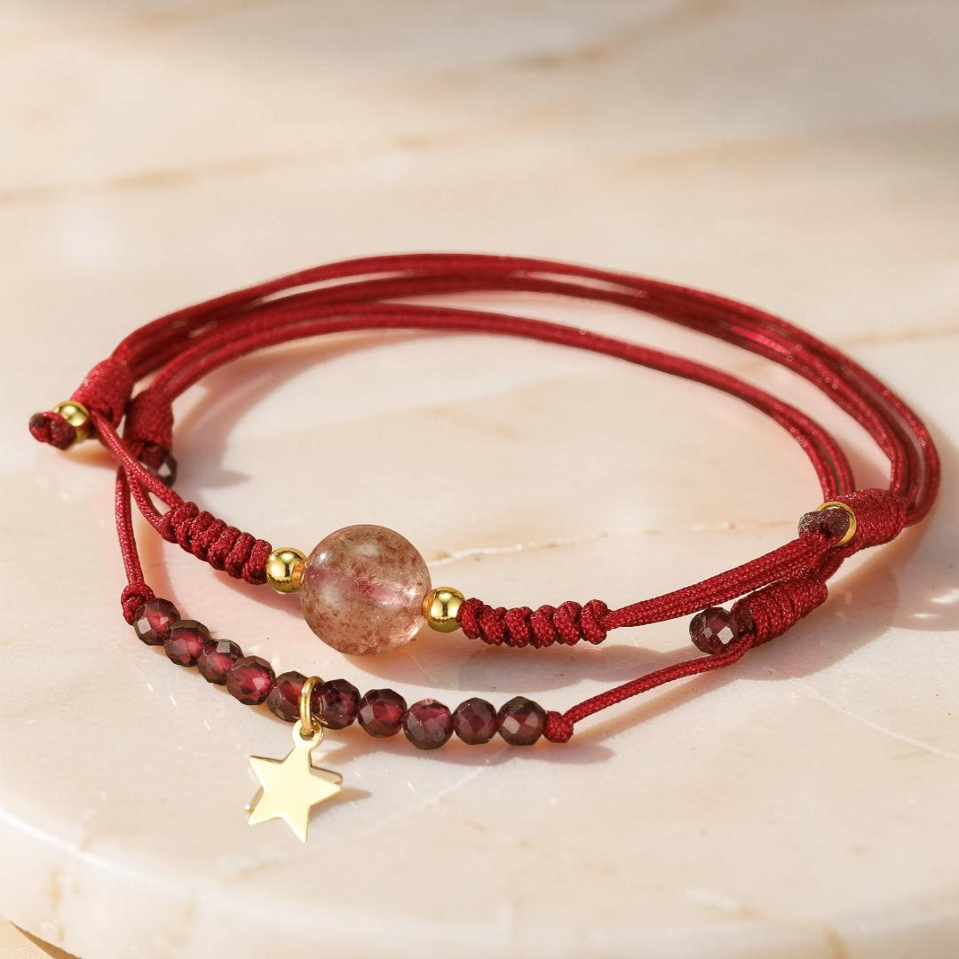 Bracelet Grenat et Quartz Fraise – Harmonie du Destin
