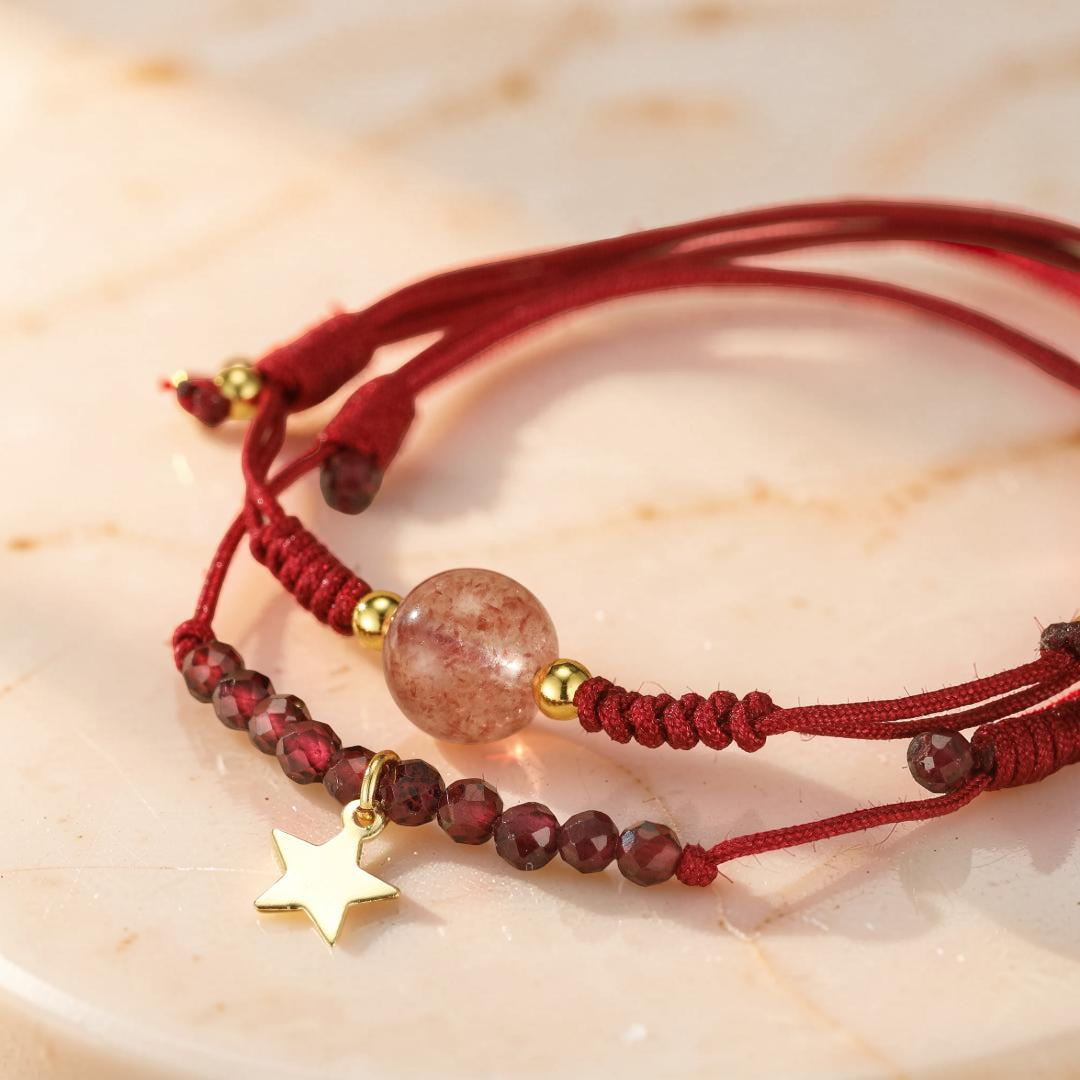 Bracelet Grenat et Quartz Fraise – Harmonie du Destin