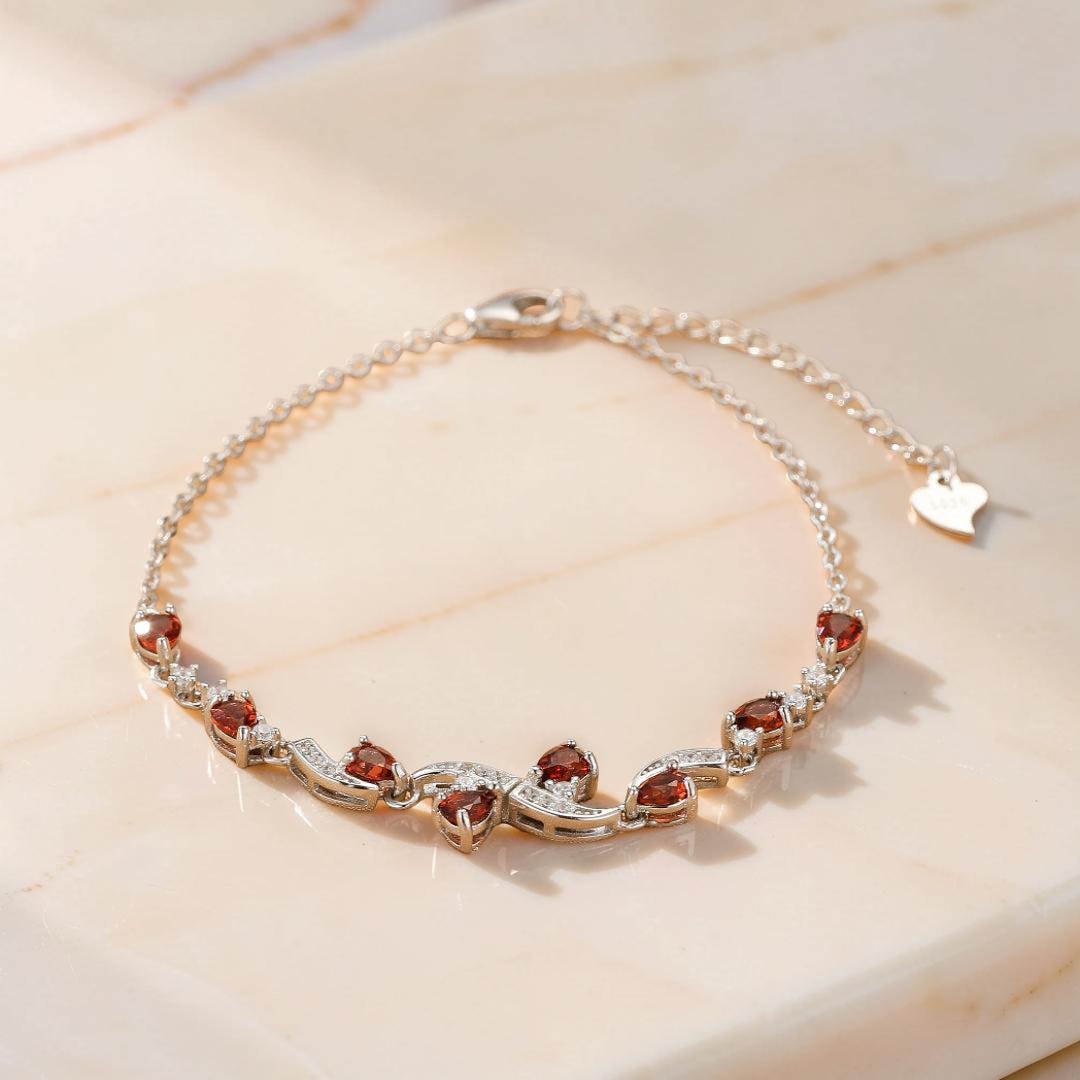 Bracelet Grenat – Vigne Céleste, Argent