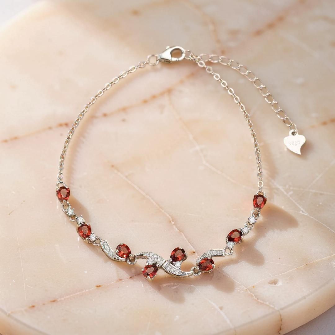 Bracelet Grenat – Vigne Céleste, Argent