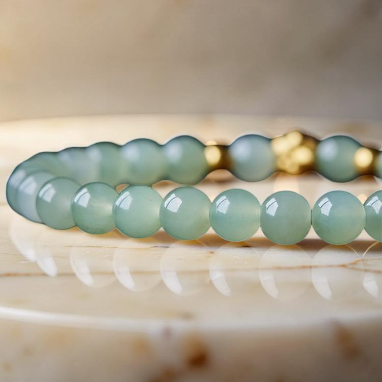 Bracelet Jade Lotus – Réussite, Plaqué Or