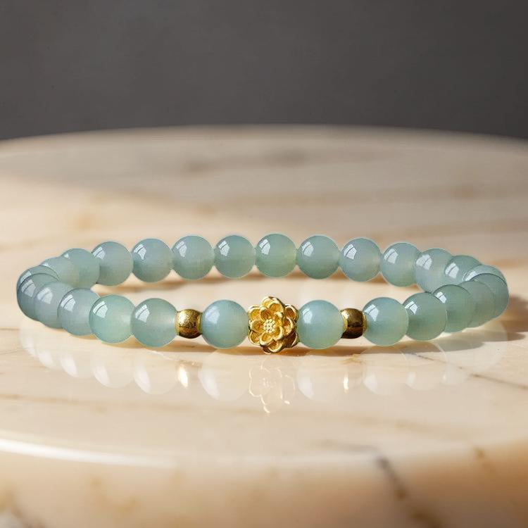 Bracelet Jade Lotus – Réussite, Plaqué Or