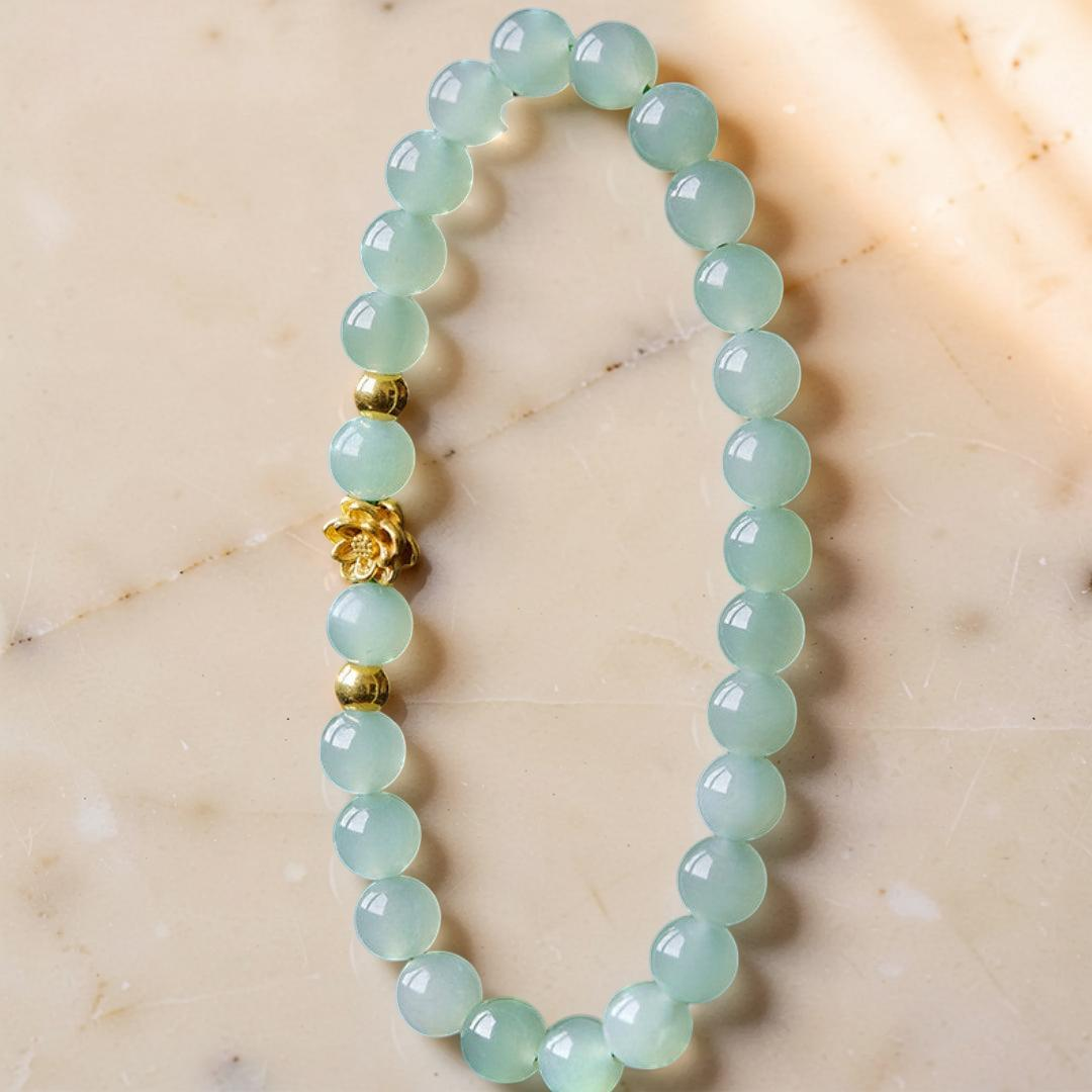 Bracelet Jade Lotus – Réussite, Plaqué Or