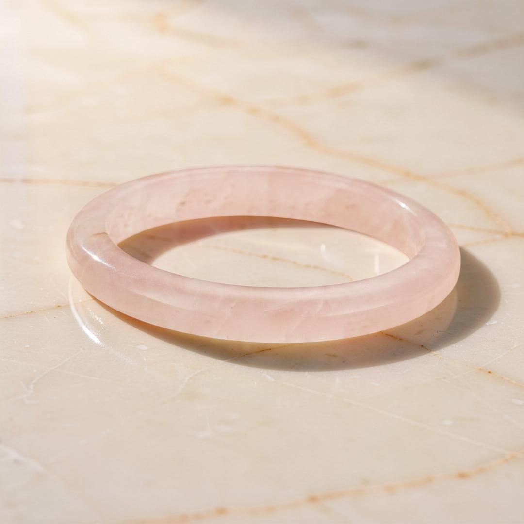 Bracelet Jonc Quartz Rose – Douceur du Cœur