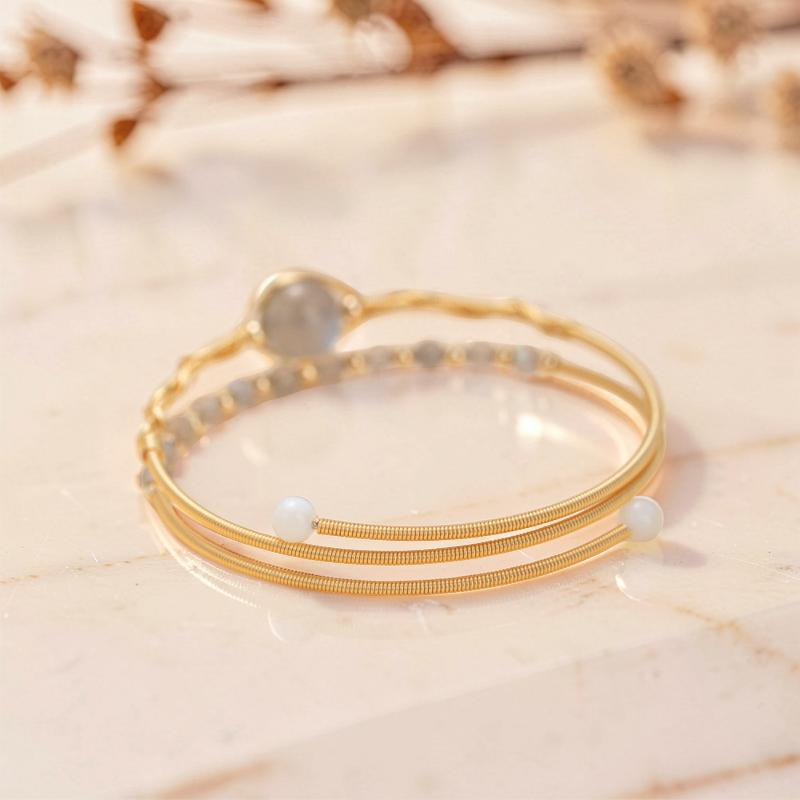 Bracelet Labradorite – Clair de Lune, Plaqué Or