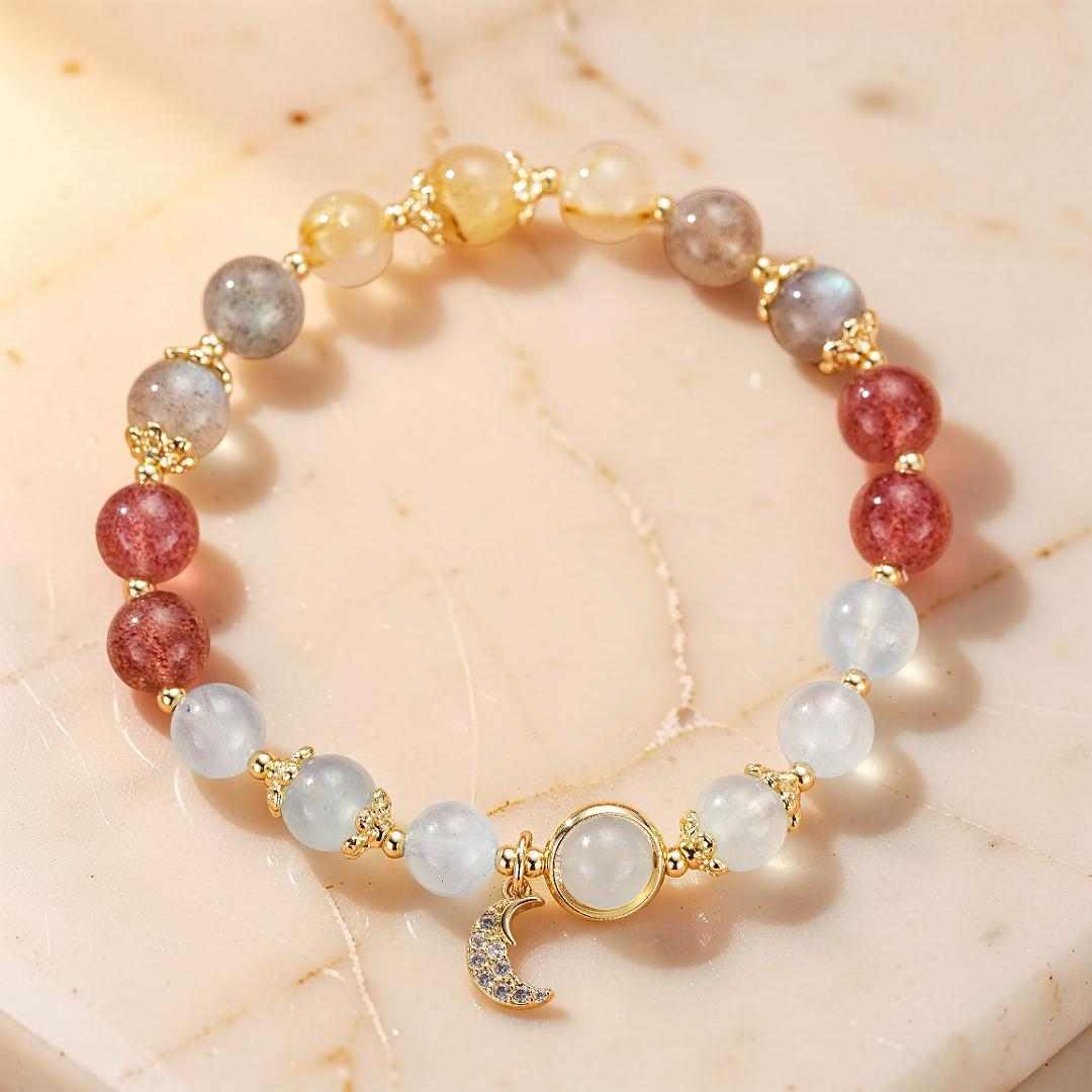 Bracelet Labradorite et Aigue-Marine – Harmonie Lunaire
