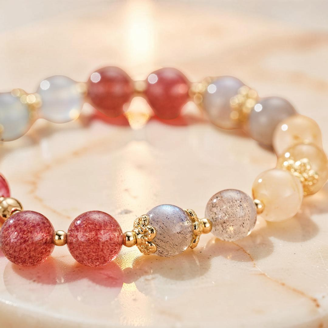 Bracelet Labradorite et Aigue-Marine – Harmonie Lunaire