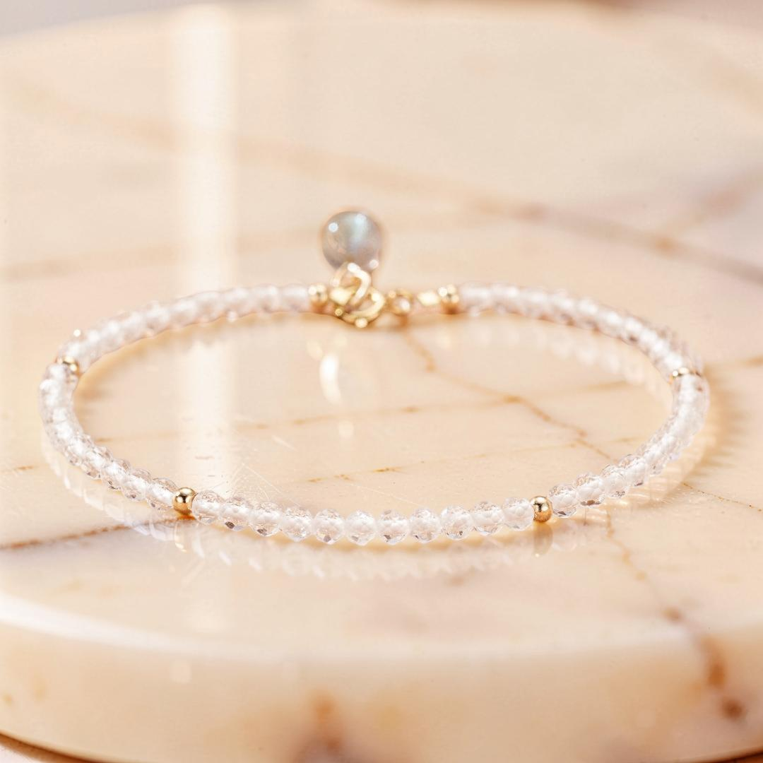 Bracelet Labradorite et Cristal de Roche – Charme Subtil