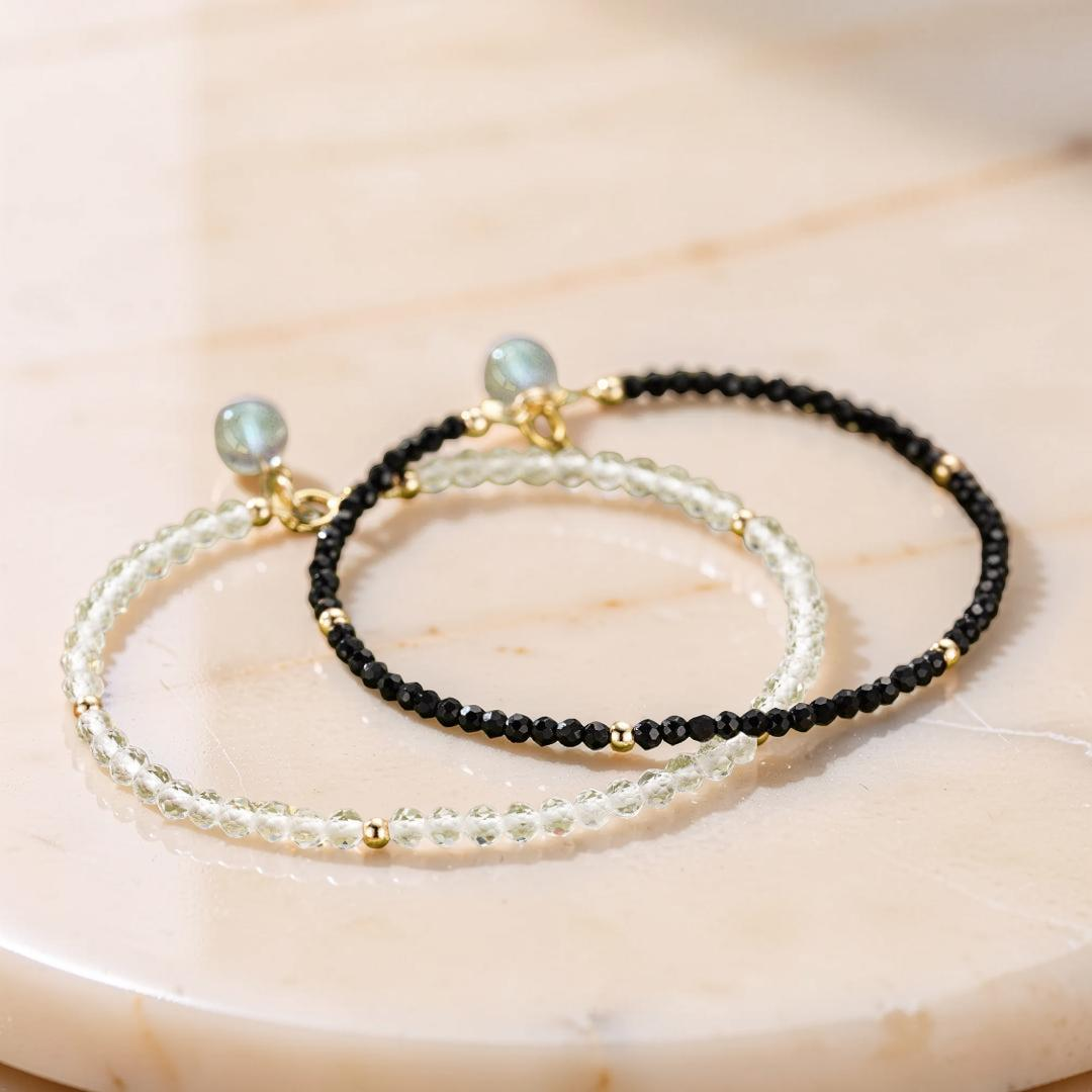 Bracelet Labradorite et Cristal de Roche – Charme Subtil